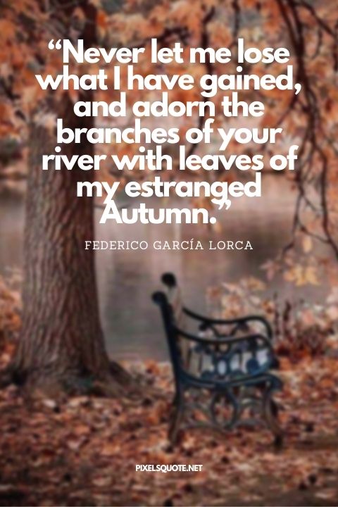 “Never let me lose what I have gained, and adorn the branches of your river with leaves of my estranged Autumn ” — Federico García Lorca.