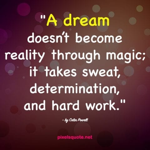 Inspirational Quotes about Dreams and hard work.