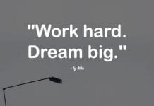 Work Hard Dream Big quote.