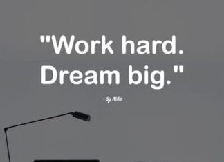 Work Hard Dream Big quote.